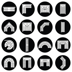 Architectural Stair & Door Icons Set – Top View Floor Plan, Blueprint & Interior Design Vector Collection