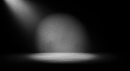 Empty stage with spotlight and spotlight beam.