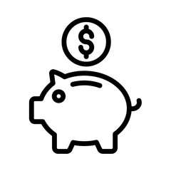 Financial savings concept with a piggy bank and a coin featuring a dollar sign, symbolizing investment, growth, and secure future planning for prosperity