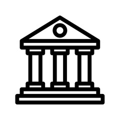 Illustration of a Classical Building with Columns and Pediment in Outline Style