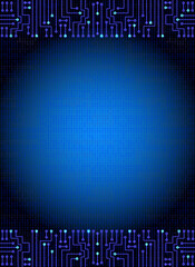 Electronic circuit frame on binary code background. High tech concept. Digital banner.