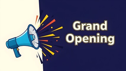 Grand opening announcement with megaphone vector illustration