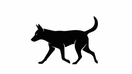 Silhouette of a Dog Walking with Focused Gaze.