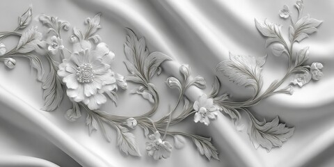 Minimalist elegant design with silver elements on a clean white background, modern luxury concept with sophisticated and refined aesthetic for creative and premium presentation