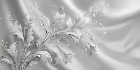 Minimalist elegant design with silver elements on a clean white background, modern luxury concept with sophisticated and refined aesthetic for creative and premium presentation