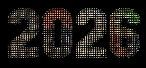 Dot Matrix Colorful Bead 2026 Number Decoration Holiday Glowing Number Art Display Background
