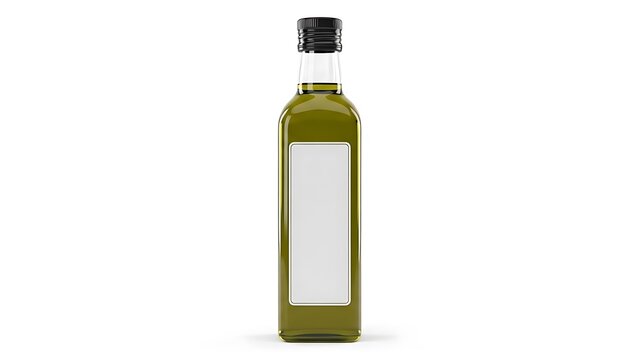 Olive Oil Bottle with Blank Label glass food cooking ingredient product liquid transparent isolated white background mockup package