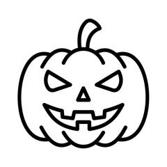 Halloween pumpkin vector outline icon for spooky season designs and decorations