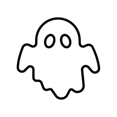 Simple Ghost Outline Illustration for Halloween with Funny Eyes