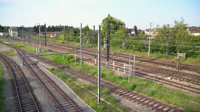 A captivating capture showcases railroad infrastructure in Creil, a major traffic hub located in Oise department of France.