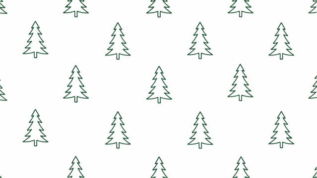 Seamless pattern of green Christmas trees on a white background, with a festive and minimalist design.