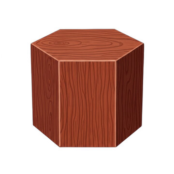 Wooden Hexagonal Prism Geometric Shape.