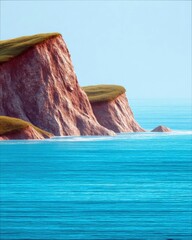 Coastal Cliffs Rising Above Turquoise Ocean