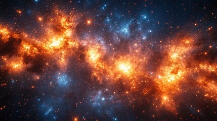 Naklejka premium Nebula's fiery embrace, a mesmerizing cosmic dance of light and color