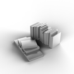 本 図書 文書 シンボル 書籍 影付き 透過影 半透明影 透過PNG 3DCG レンダリング画像 クレイレンダリング画像