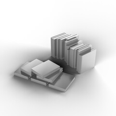 本 図書 文書 シンボル 書籍 影付き 透過影 半透明影 透過PNG 3DCG レンダリング画像 クレイレンダリング画像