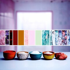 Color Palette and Bowls with Textures