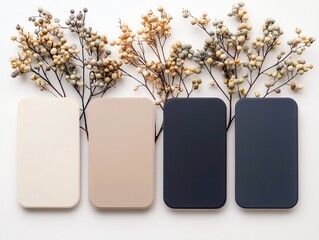 Color Palette Samples with Berries on White Background