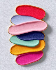 Colorful Abstract Shapes Stacked on White Textured Background