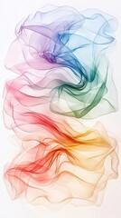 Colorful Abstract Smoke Flowing on White Background