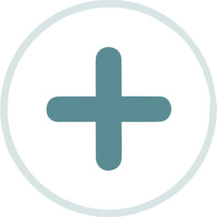 Obraz premium Teal Plus Symbol Inside a White Circle on a Black Background Simple Graphic Element