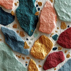 Colorful Abstract Stone Shapes on Textured Background
