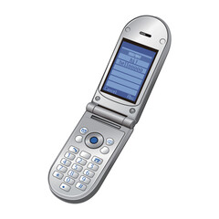 シルバーの角丸折り畳み式ガラケーのイラスト素材