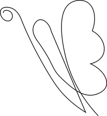 Continous one line Butterfly. Minimalist single line fly logotype. Editable stroke  