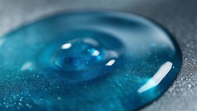 Macro blue gel texture flowing smoothly in thick ripples creating a futuristic glossy scientific visual effect