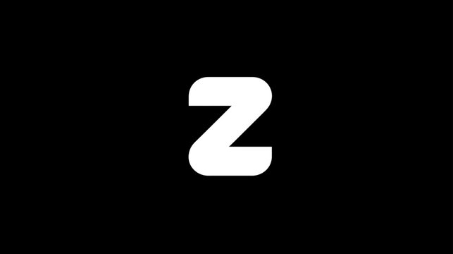 Stylized white lowercase letter Z on a solid black background, a modern minimalist typographic graphic design element - Powered by Adobe
