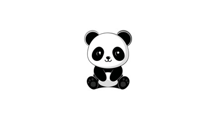 Cute cartoon baby panda illustration. Adorable little giant panda cub character with big eyes, sitting on a white background.