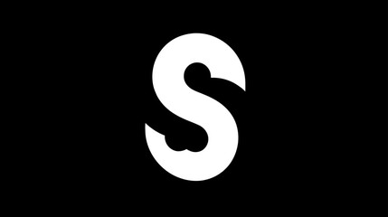 Naklejka premium Stylized white uppercase letter S with abstract hand or paw reaching out, isolated on a clean black background. Modern graphic design alphabet symbol.