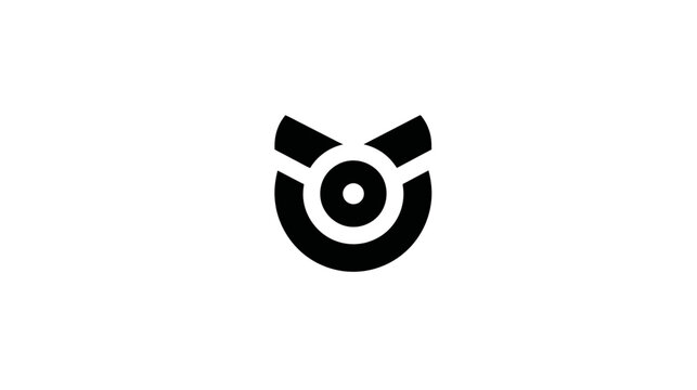 Modern abstract minimalist black stylized animal head logo or app icon design. Creative graphic resembling a cat, owl, or creature.