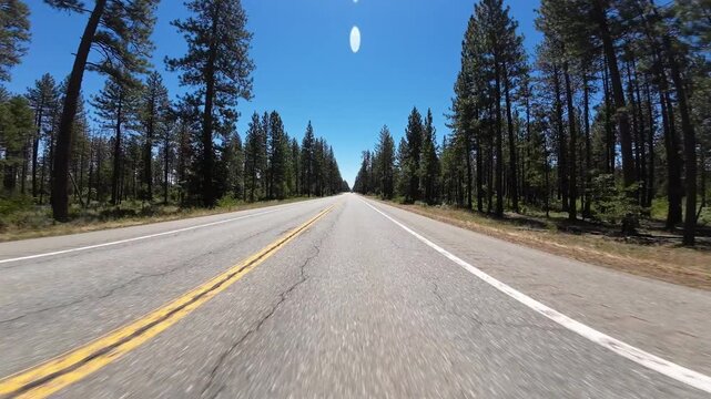 Mt Shasta to Lassen Highway 89 Southbound 01 Front View Driving Plates California USA Ultra Wide