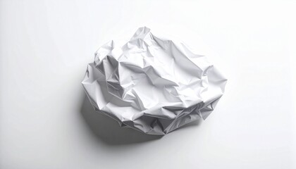 Obraz premium Crumpled white paper ball on a clean background, representing ideas, mistakes, or waste