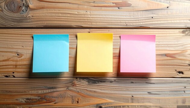 Three colorful notes on wood planks (1) - Powered by Adobe