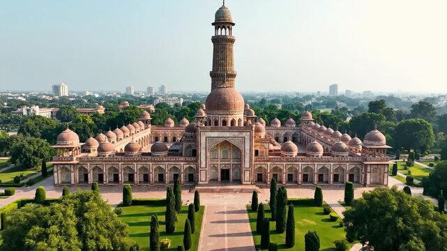 Aerial View of the Grand Wazir Khan Mosque in Lahore Pakistan.