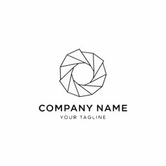 Geometric Abstract Logo Design Representing Aperture or Lens.