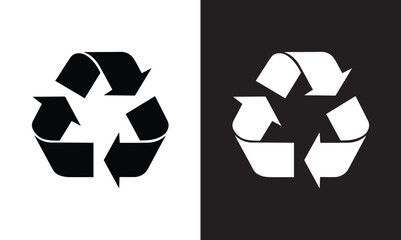 Black recycle logo sign isolated. Eco symbol. PNG with transparent background. Clipping path. Flat lay. Black recycle symbol icon with three chasing arrows. vector illustration eps file. 