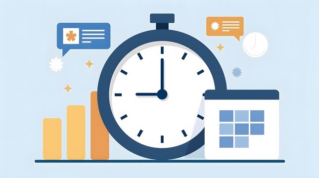 Boost productivity with effective time management and scheduling in modern graphic illustration for commercial use
