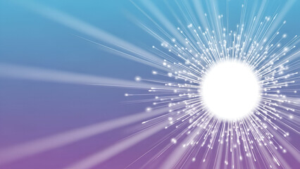 Abstract light burst emanating with blue to purple gradient background