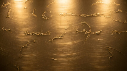 Golden metallic texture with abstract pattern illuminated by subtle light sources