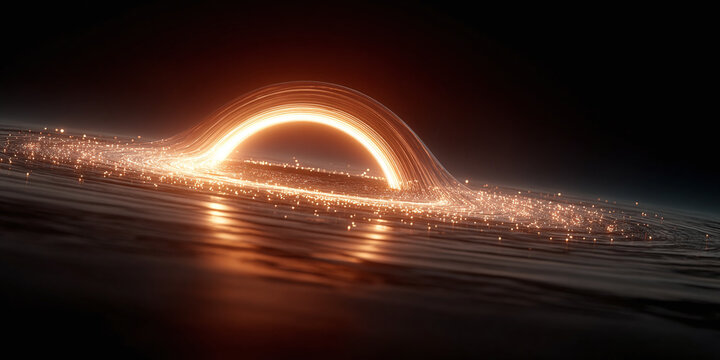 Stunning visual representation of a black hole, showcasing its intense gravitational pull and the accretion disk forming around it in deep space - Powered by Adobe