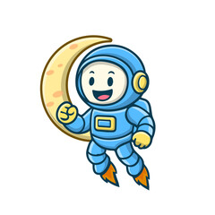 Astronaut Mascot in the Moon