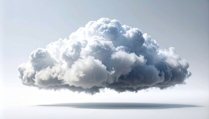 Fluffy white cloud floating on a light background, isolated with shadow, perfect for weather, sky, or abstract concepts