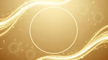 Stunning golden celebration background with dynamic light trails and copy space for elegant announcements