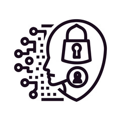Securing artificial intelligence a conceptual illustration of a human head with a lock, symbolizing data protection and privacy in ai systems