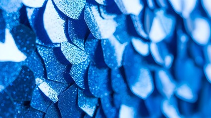 Abstract shimmering blue sequins background with bokeh effect and glitter