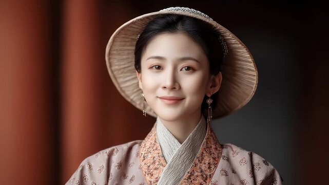 Tang Dynasty Woman Smiling Gracefully Shows Classical Temperament