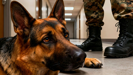 German shepherd dog canine pet animal k9 service military police security guard loyal trained obedience intelligent alert watchful protection companion friend mammal breed pedigree canine unit